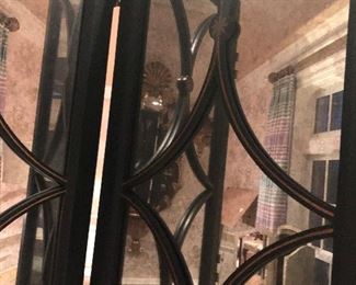 Metal and glass tall 4 panel screen