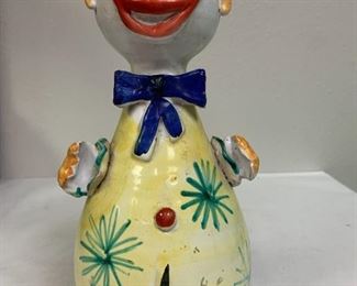 https://www.agesagoestatesales.com JF4036 Italian Vintage Pottery Clown Bank