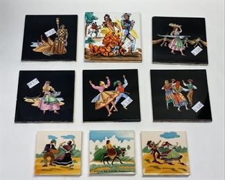 https://www.agesagoestatesales.com MA1002 LOT OF 9 CERAMIC TILES BY ALELUIA AVERIRO WITH SPANISH PORTEGUESE THEME