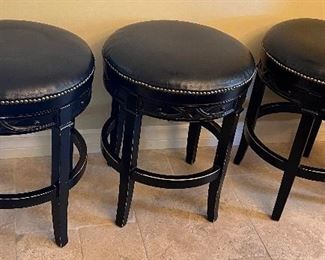 Set/3 Hillsdale Bar Stools w Nailhead Accent 