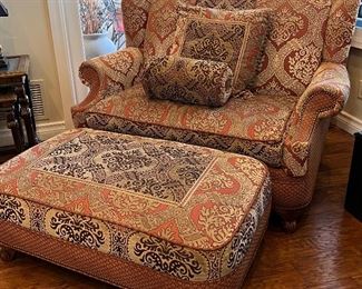 Chair and 1/2 w/ Matching Ottoman Custom Upholstery