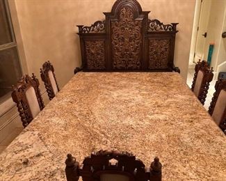 Santa Cecilia Granite Dining Table w/Chairs. L 7ft. x W 5ft.