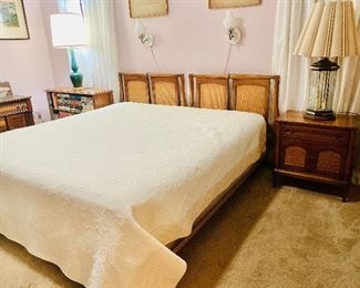 King mid century headboard and bedside chest