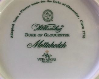 Williamsburg Duke of Gloucester, MOTTAHEDEH