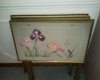 Gloria Erickson set of 4 vintage tv trays