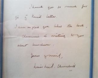Churchill is responding to a woman who had written him 5 kind letters.