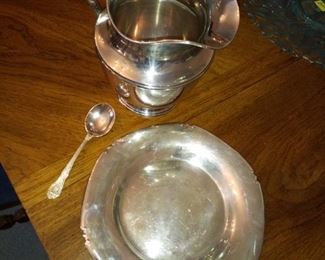 Sterling silver, pitcher by Gorham, tray by Towle