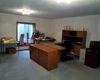 Nice big desk, filing cabinets and Christmas 