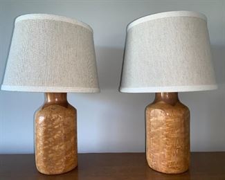 (10) $150/pair - Birdseye Maple and Walnut  Table Lamps, Signed Bob Crook 1989 