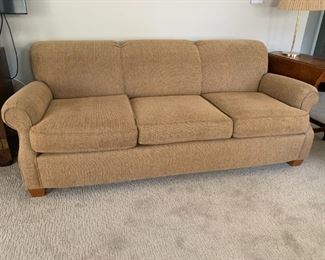 (3) ($500)  Rowe Sofa - 82w 36d 33h back seat 22d 18.5h.  Color is camel / tan.  Smoke and pet free home, like new.