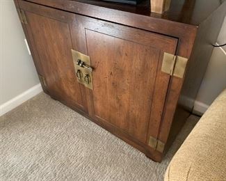(17)$250 MCM Style Fruitwood Server Credenza Console Cabinet Brass Closure - measures 39w 18d 31h