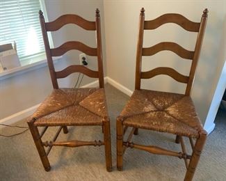 (18) $100/pair - Ladder Back Rush Seat Dining Chairs  19w 15d 38h back.