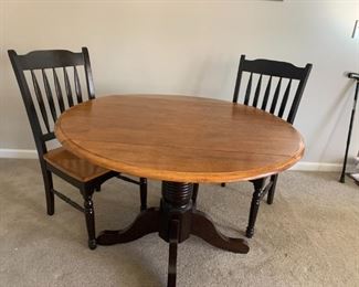 (1) $200 - Drop Leaf Table and 2 Chairs -  table measures 42d or 28d when leaves are dropped..