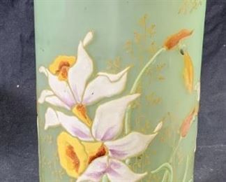 Vintage Hand Painted Floral Glass Vase
