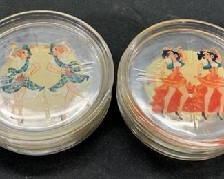 Set 8 Vintage Glass Dancer Coasters
