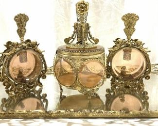 Set 5 Gilt Brass Ormolu Cherub Dresser Vanity
