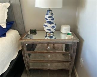 Bedside table with mirrored drawers

