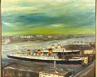 Acrylic Painting on Board RMS Queen Mary