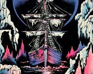Vintage Velvet Ice Ship Black Light Poster