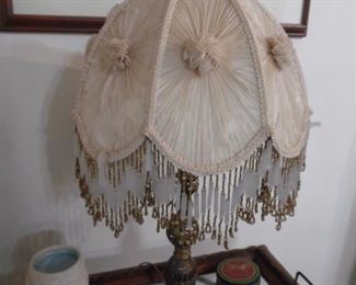 Outstanding fabric and beaded shade lamp