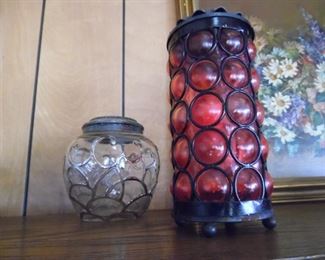 Nice red glass and white glass decorative pieces