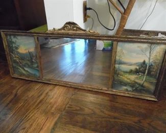 Spectacular mirror with two painted pictures on each end