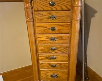Oak jewelry armoire