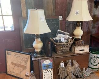 Americana + Flags with 48 Stars + Lamps + Antique Chalkboard