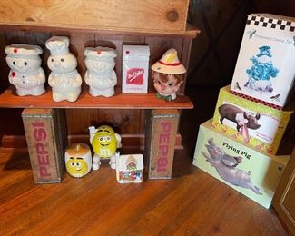 Cookie Jars (Pillsbury + M&M + Pinocchio) + Pigs