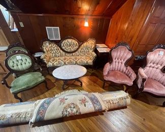 Vintage Furniture + Marble Top Tables + Wool Hand Knotted Rugs 