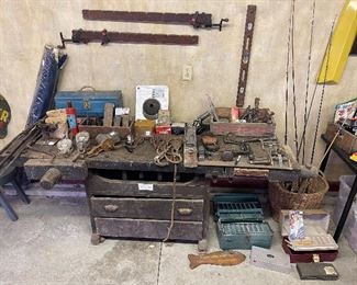 Old Tools + Fishing Poles + Tackle Boxes
