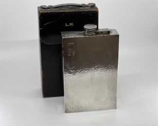 Vintage sterling silver flask and carrying case