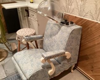 Vintage salon hair drying chair. Works