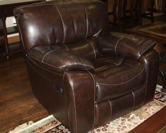 pair of large high grade fine leather reclining chairs, also matching sofa and love seat.  