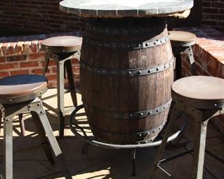 unique Whiskey Barrel table and chairs 