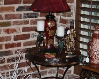 pair of whisky barrel top tables 