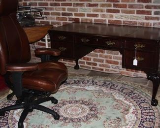 leather desk chair and Hekman writing desk. 