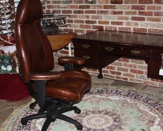 leather desk chair and Hekman writing desk. 