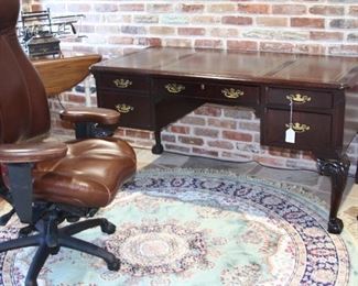 leather desk chair and Hekman writing desk. 