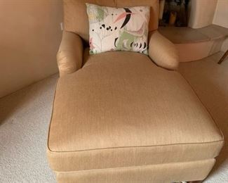 Kisabeth Handon upholstered chaise, Donghia fabric