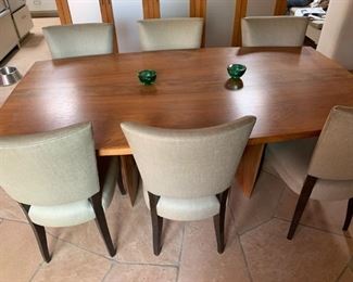 Santa Fe custom furniture craftsman Scott Ernst walnut trestle table, custom one of a kind piece
TABLE SOLD, chairs available