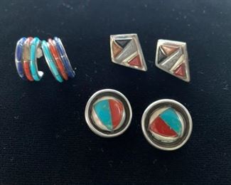 Earrings, kite shape pair by Lynol Yellowhorse