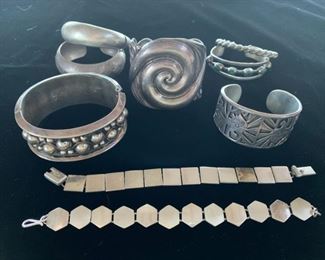 Vintage Mexico sterling cuffs and bracelets
