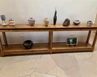 Antique Spanish pine console table purchased from Mediterranea, ca 1890,  9 1/2' length