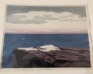 William Paden (American 1930-) 'Dusk' woodblock print