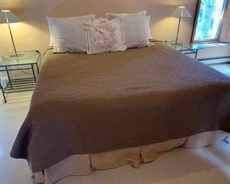 King size bed with bedding as shown
