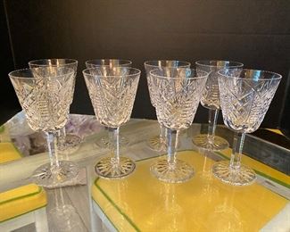 #3 -  NOW $50 was $100 - Waterford Clare pattern set of 8 - 6" tall wine goblets 