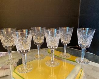 #3 - NOW $50 was $100 - Waterford Clare pattern set of 8 - 6" tall wine goblets 
