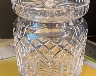 #11 - $42 - Waterford crystal biscuit cookie barrel jar with lid 