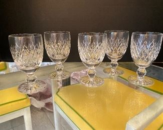#7 - NOW 50% so $38 was $75 - Set of 5 Waterford crystal claret white wind glasses. 